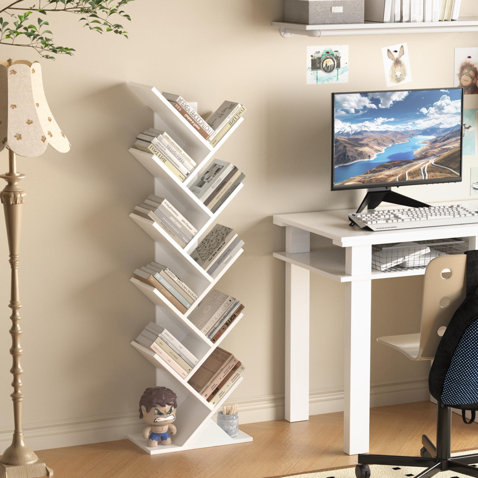 SHEEPAM tree-shaped shelves add vintage charm to modern interiors.