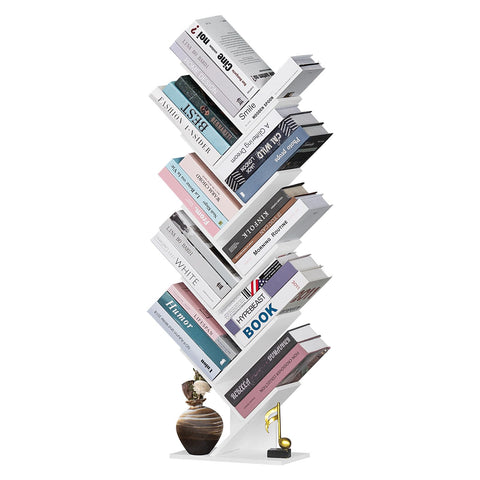 SHEEPAM white tree bookshelf complements minimalist European decor.