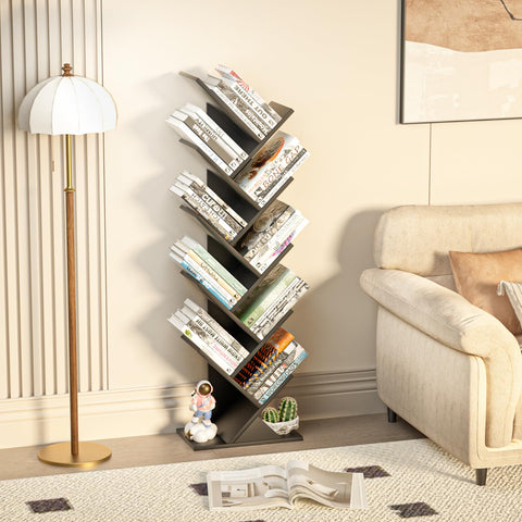 SHEEPAM tree book shelf in living room setup with books and decor