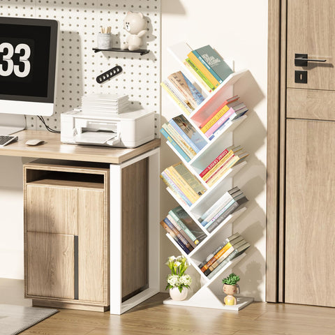 SHEEPAM easy-assembly wooden bookcase ships with clear instructions.