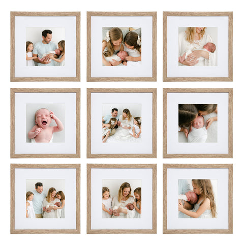 Sheffield Home 9-piece gallery wall frames with light natural finish for a cohesive display