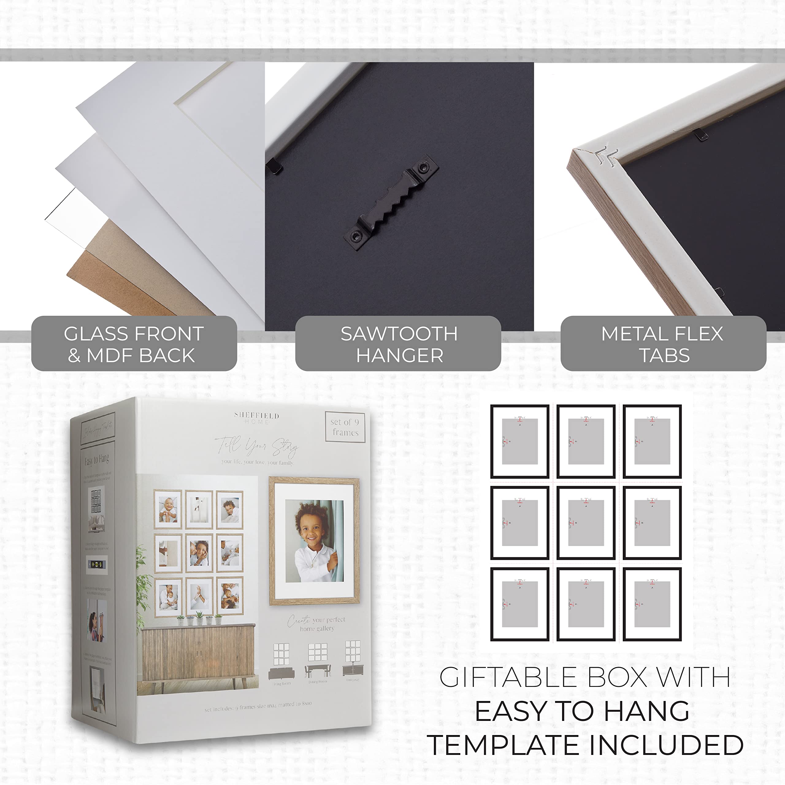 Sheffield Home frames with timeless natural finish complement modern and traditional decors