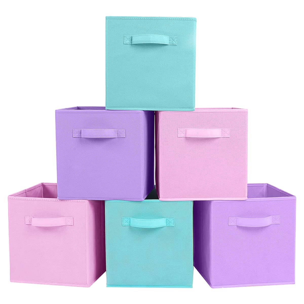 ShellKingdom 6-pack storage bins in lavender organize clothes and toys neatly.