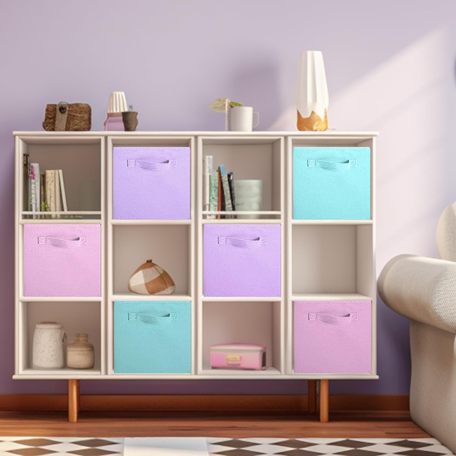 ShellKingdom 6-pack storage bins in pink add color while storing socks and accessories.