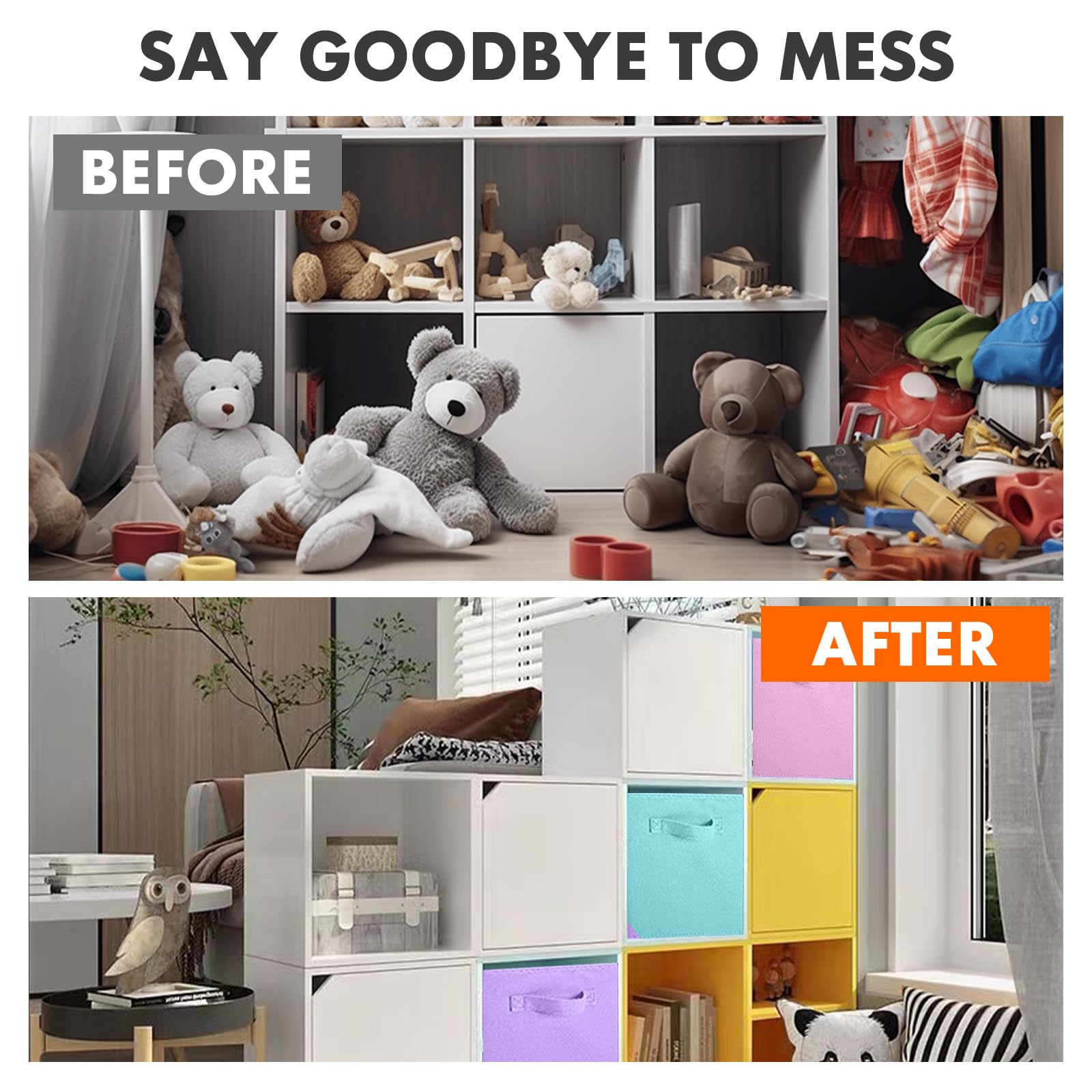 ShellKingdom foldable storage cube setup with sturdy sides for closet organization.