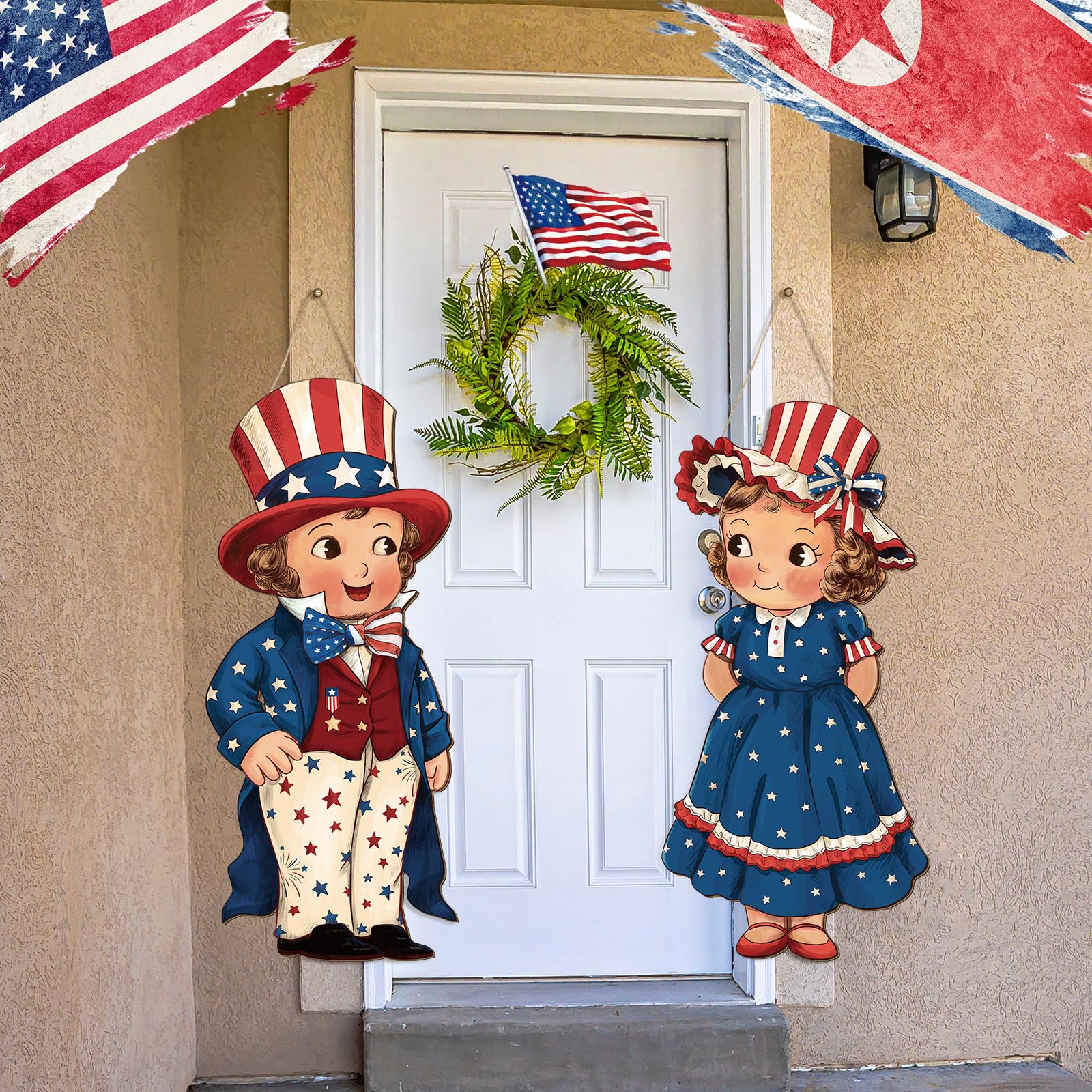Shellwei two-piece patriotic sign set brightens porches and entryways