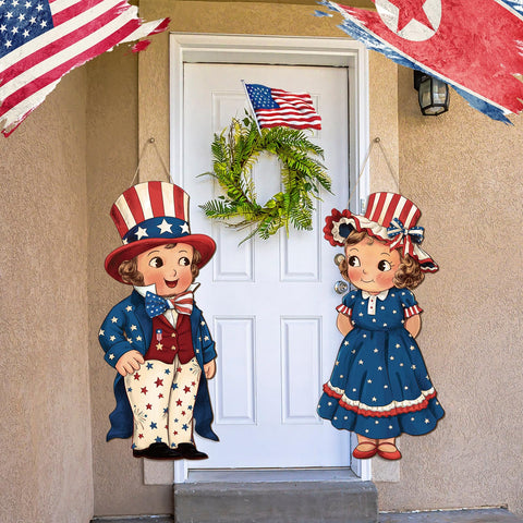 Shellwei two-piece patriotic sign set brightens porches and entryways