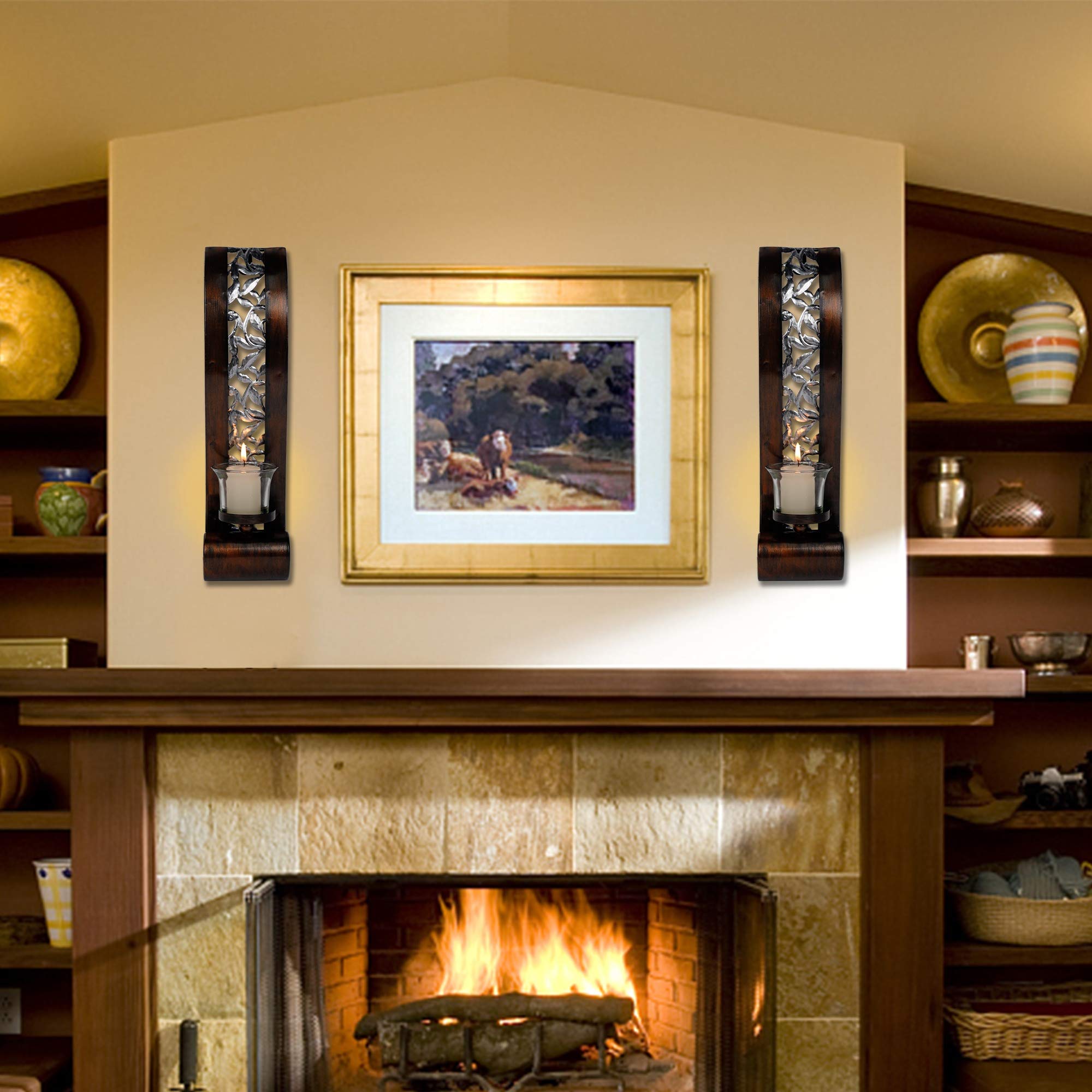 Shelving Solution cylindrical glass shade framing candlelight glow