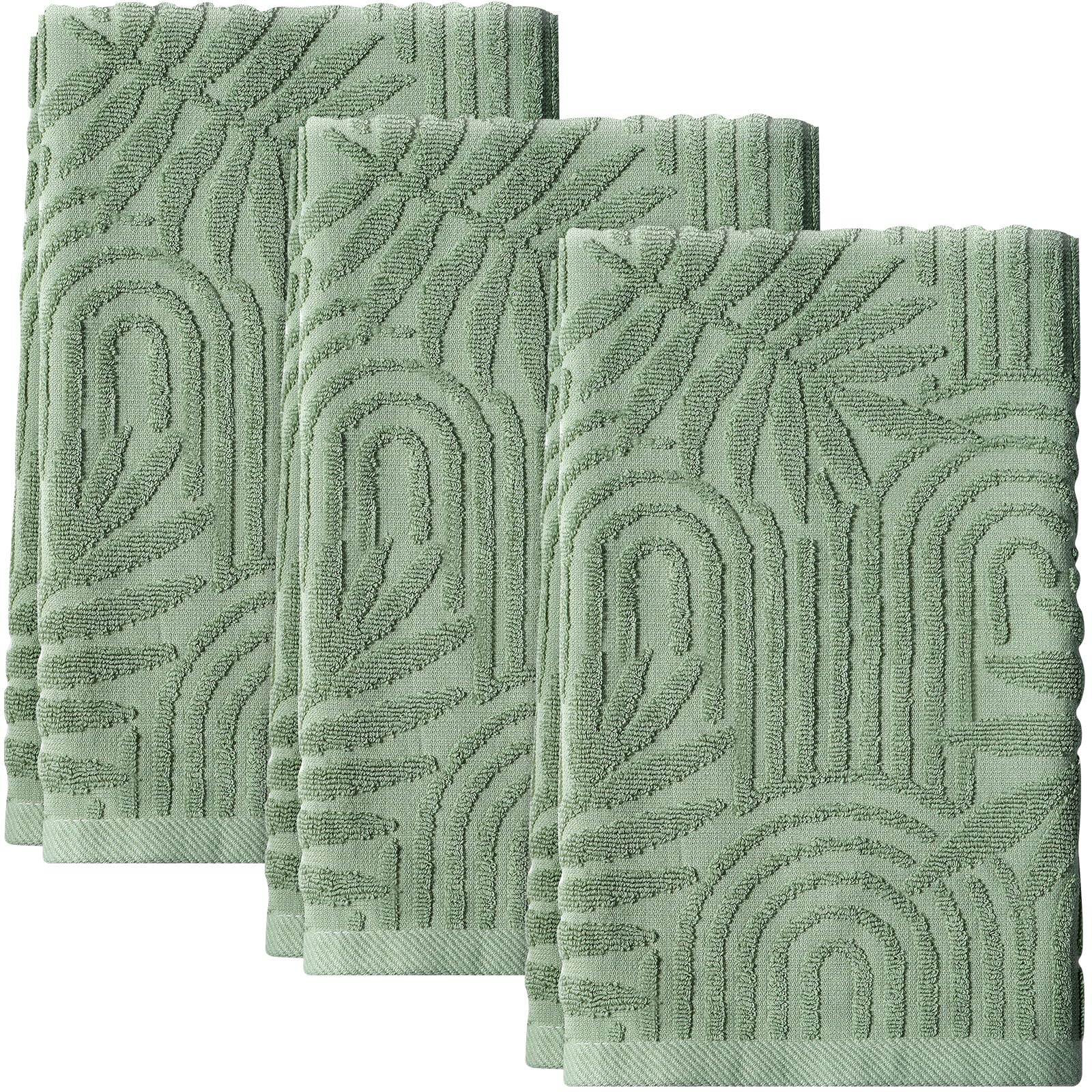 Shemilly leaves hand towel sage green soft and absorbent for quick drying