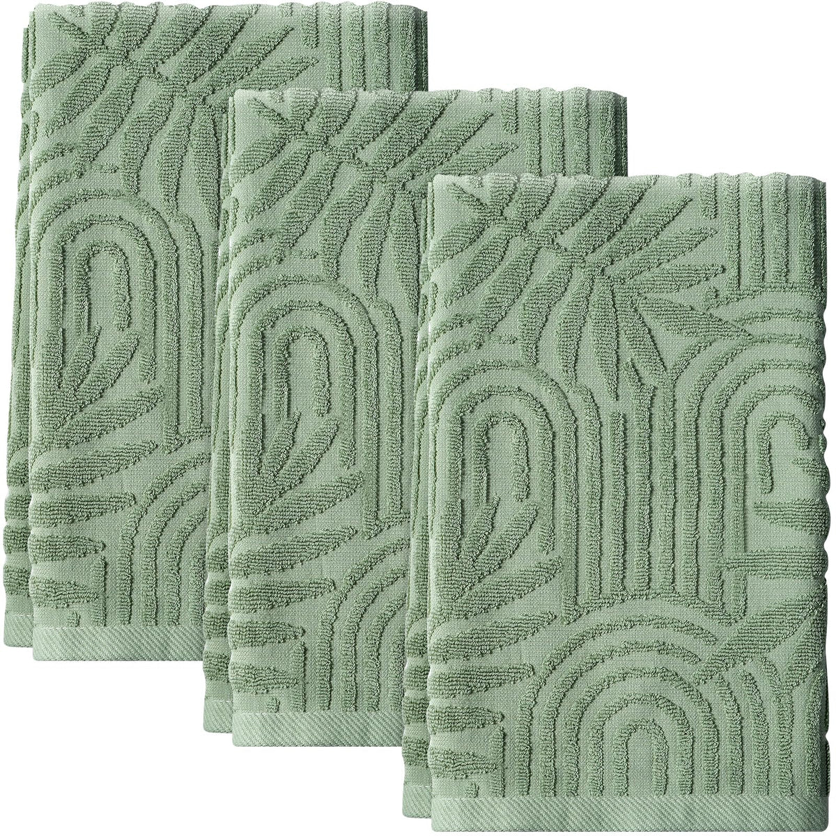 Shemilly leaves hand towel sage green soft and absorbent for quick drying