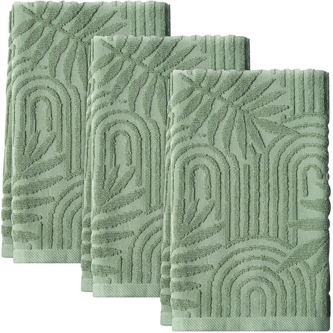 Shemilly leaves hand towel sage green soft and absorbent for quick drying