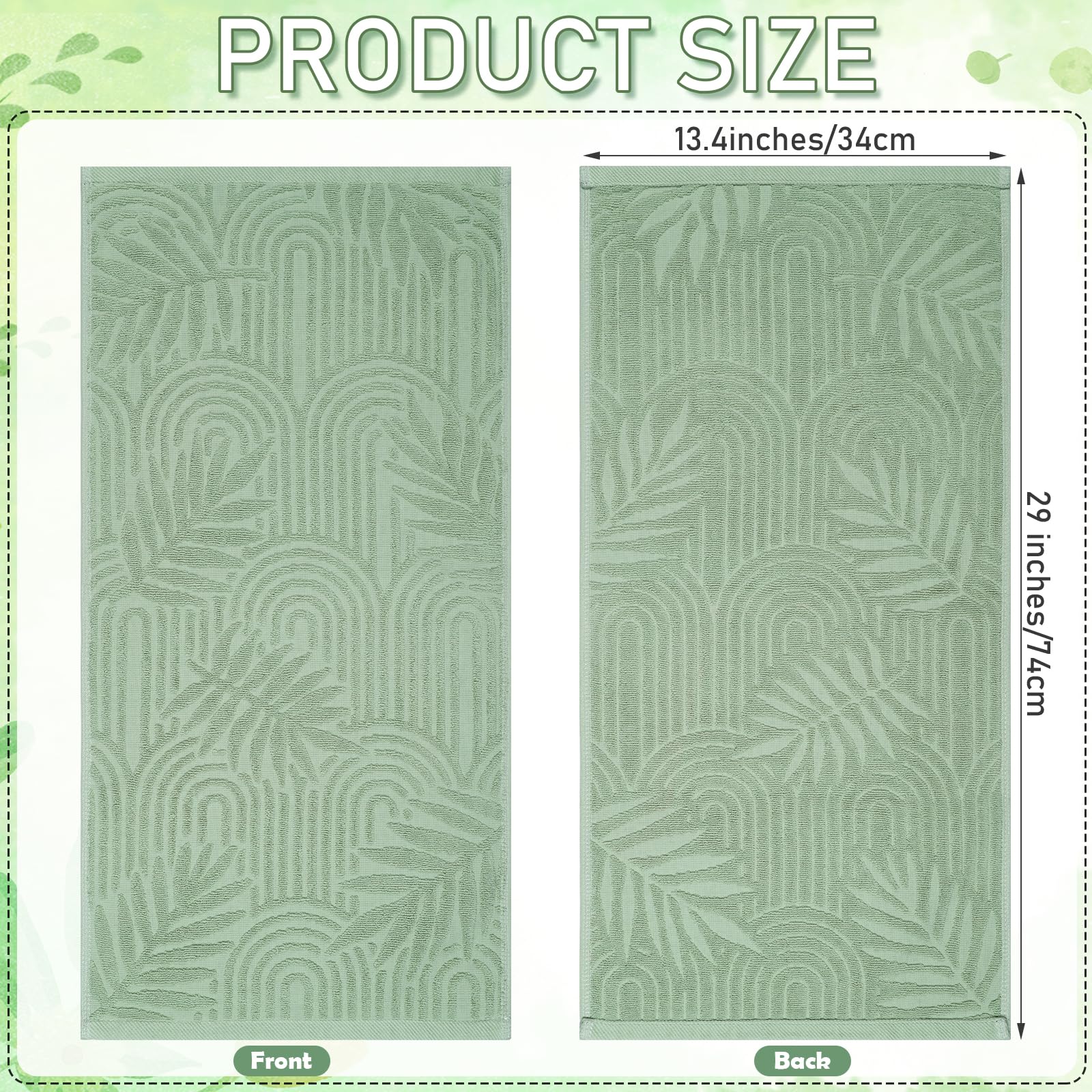 Shemilly jacquard leaves towel close up highlighting textured 3D pattern