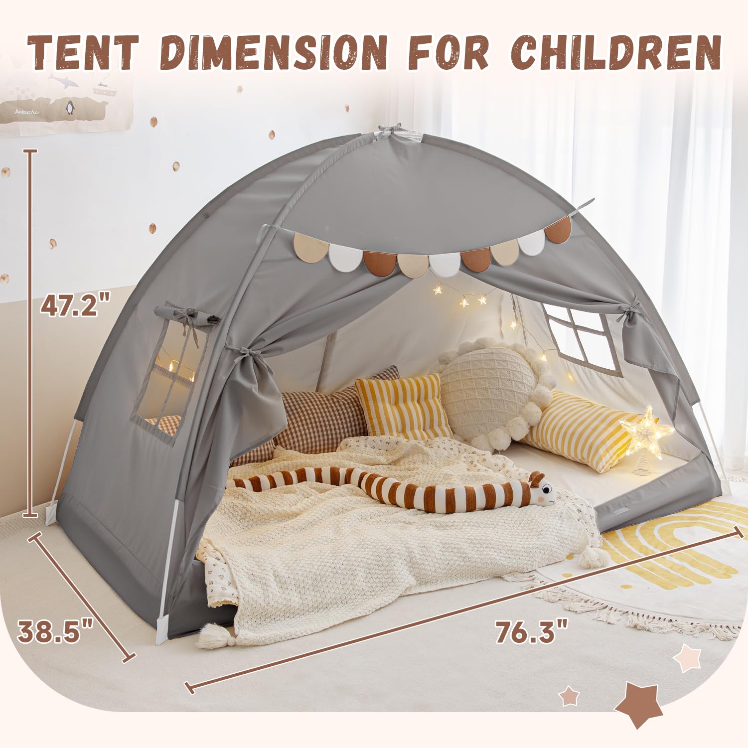 Sherilyn bed tent private cozy space for restful activities.