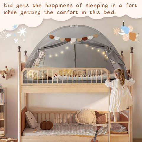 Sherilyn bed tent with two windows and two doors for airflow and easy access.