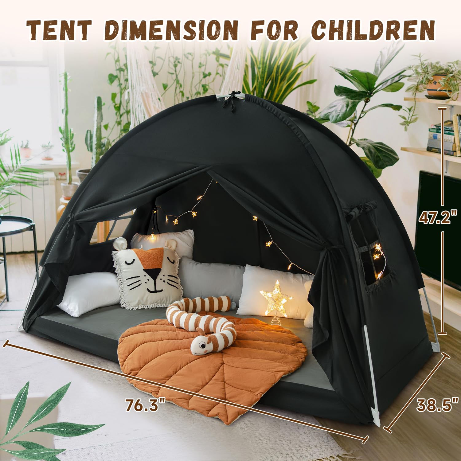 Sherilyn camping-inspired kids tent invites imaginative play and independent nights.