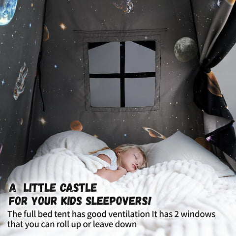 Sherilyn Galaxy Tent cozy nighttime scene in a kid-friendly bedroom