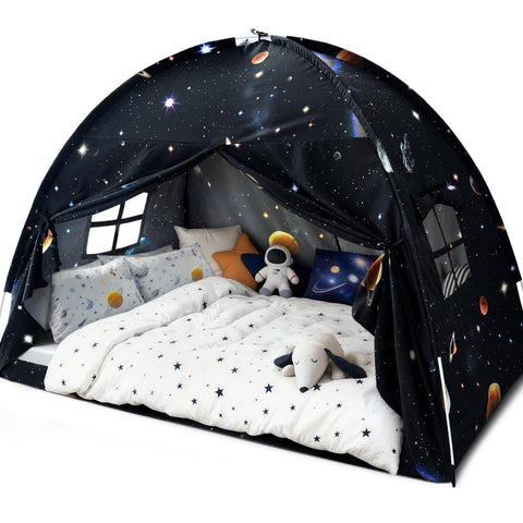 Sherilyn Galaxy Tent full bed setup shows cozy privacy space for kids