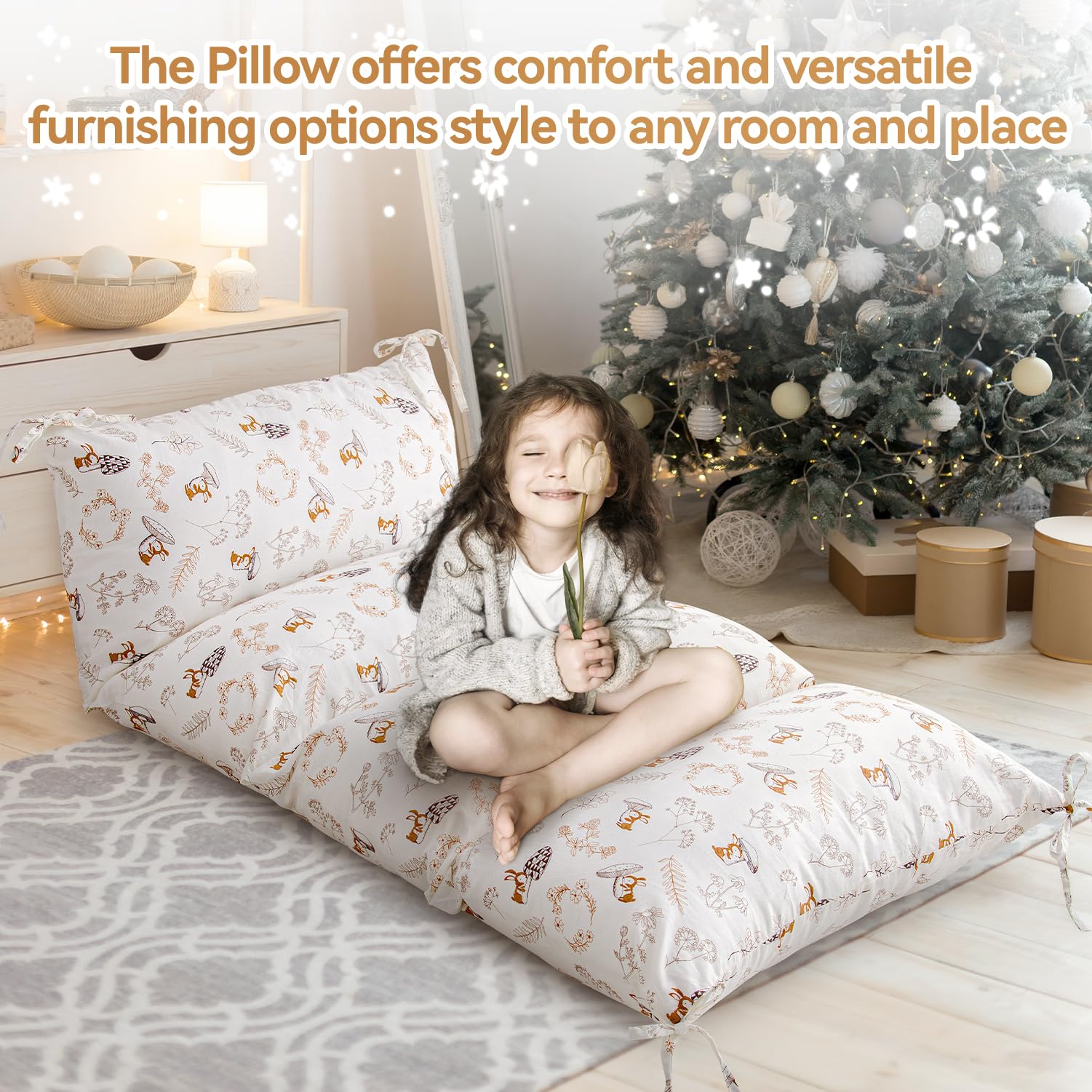 Sherilyn nap mat floor pillow helps kids settle for quiet time and cozy lounging.