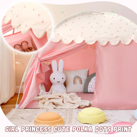Sherilyn pink polka dot canopy tent adds bright bedroom decor