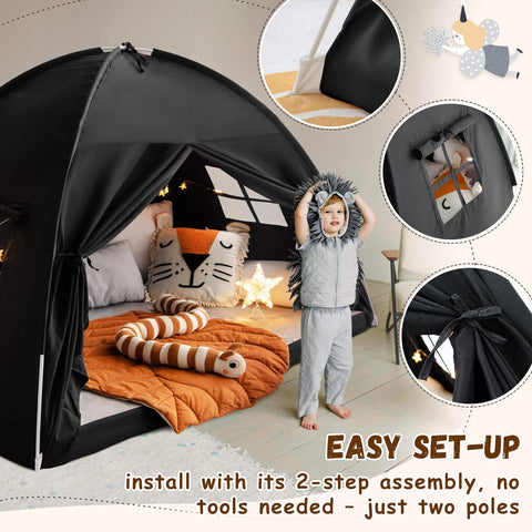 Sherilyn privacy tent creates a personal corner in shared bedrooms.