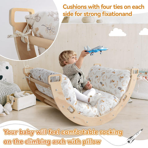 Sherilyn rocker pillow for toddlers supports imaginative climbing and relaxed lounging.