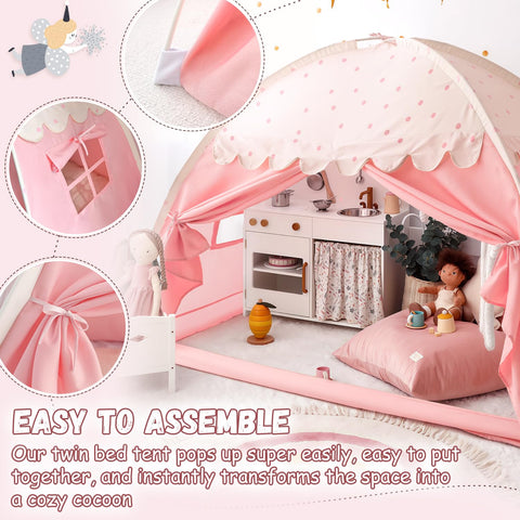Sherilyn twin canopy tent in a child's room for sleepovers