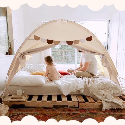 Sherilyn canopy tent with two windows provides ventilation for comfy sleep.