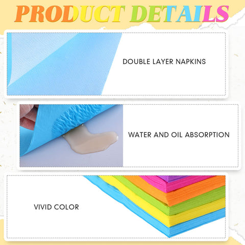 Sherr 13x13 inch napkins in neon and pastel colors brighten drinks at parties