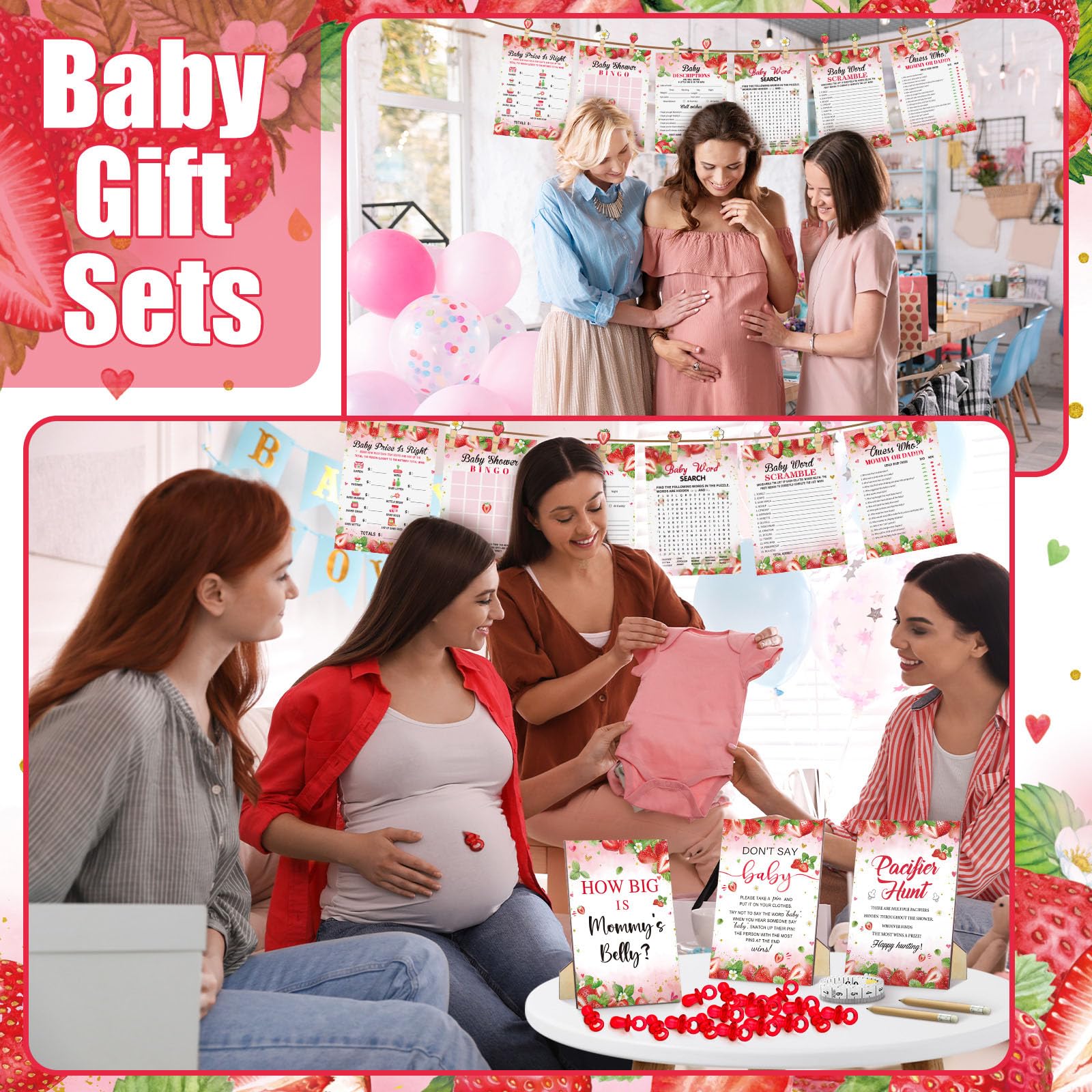 Sherr acrylic pacifiers provide bright, safe props for party games.