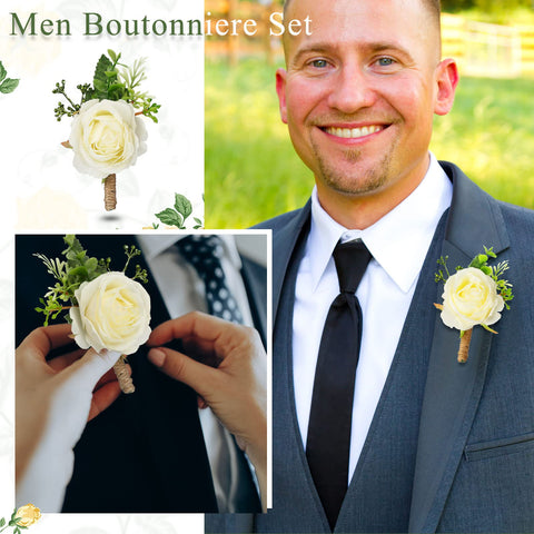 Sherr rose boutonniere for events, great for groomsmen and guests.