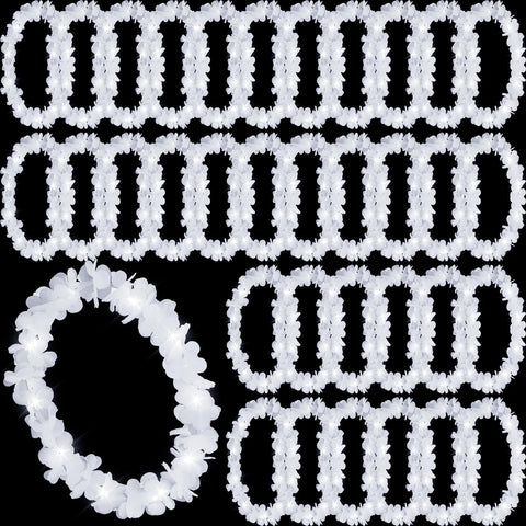 Sherr white LED Hawaiian flower lei glowing for vibrant outdoor parties