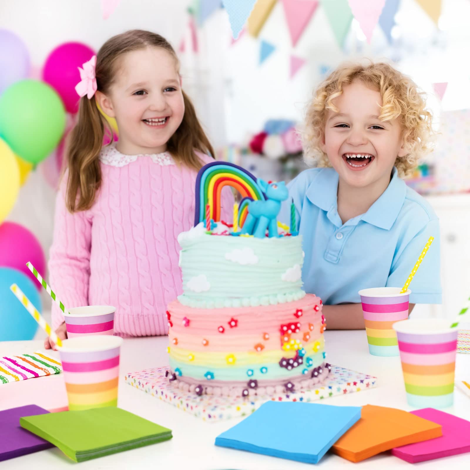 Sherr rainbow napkins for celebrations and quick cleanup