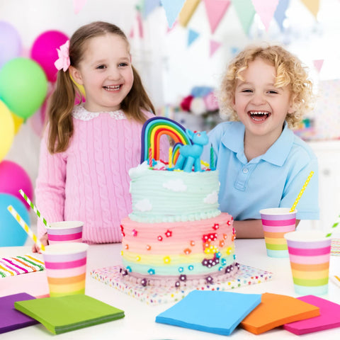 Sherr rainbow napkins for celebrations and quick cleanup