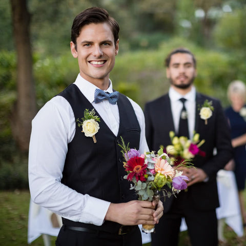 Sherr boutonniere white, easy to pair with outfits for weddings or parties.