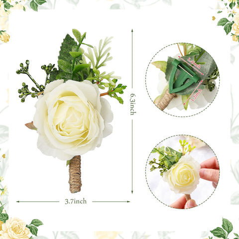 Sherr wedding accessory white roses, versatile match with dresses and suits.