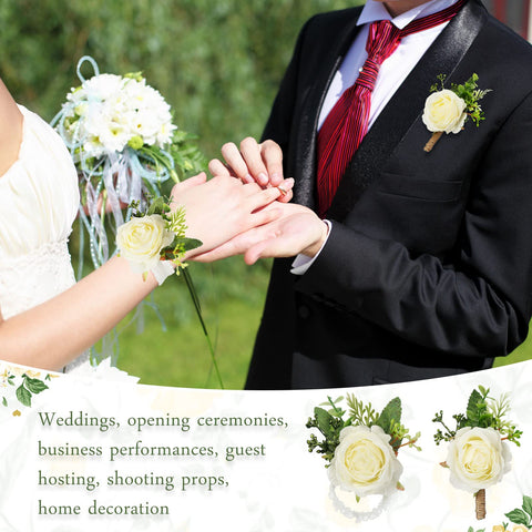 Sherr wedding scene with corsage set highlighting coordinated floral accents.