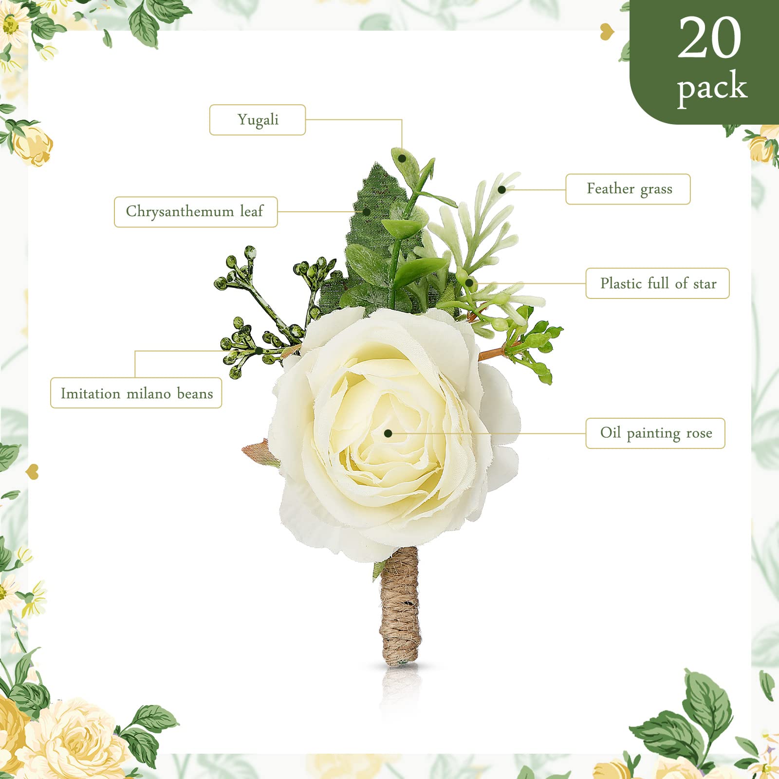 Sherr wrist corsage white rose closeup, soft silk finish comfortable for wear.