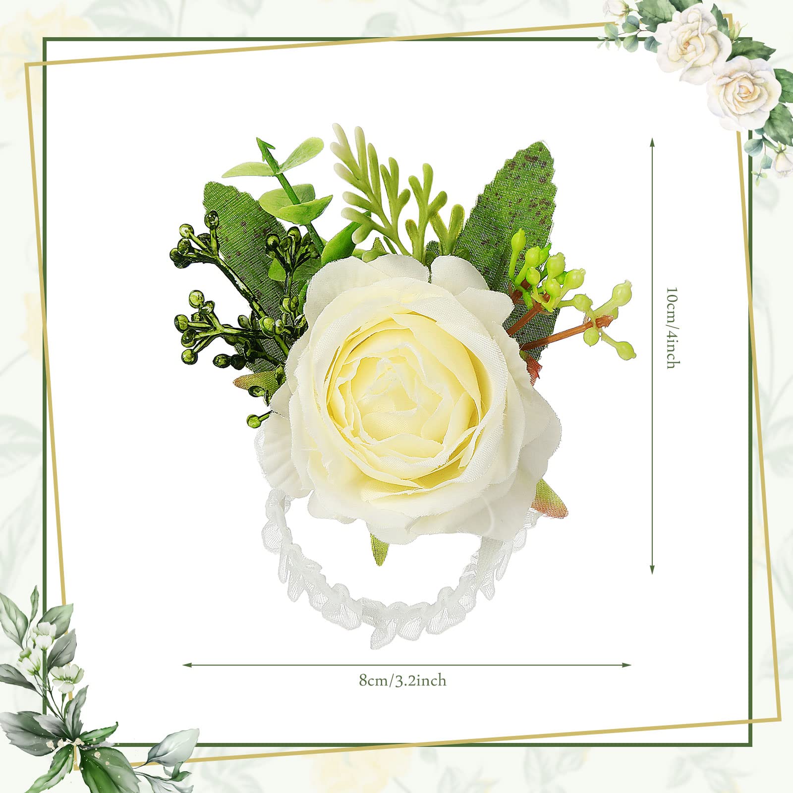Sherr wrist corsage white silk roses pack, elegant bridal touch for weddings