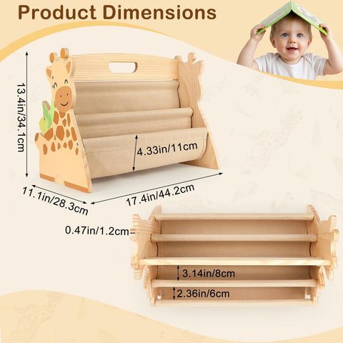 SheSeek portable toddler bookcase features a handle for easy room-to-room movement.