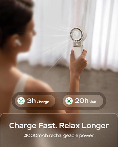 SHEWIND cream fan with LED display shows speed at a glance