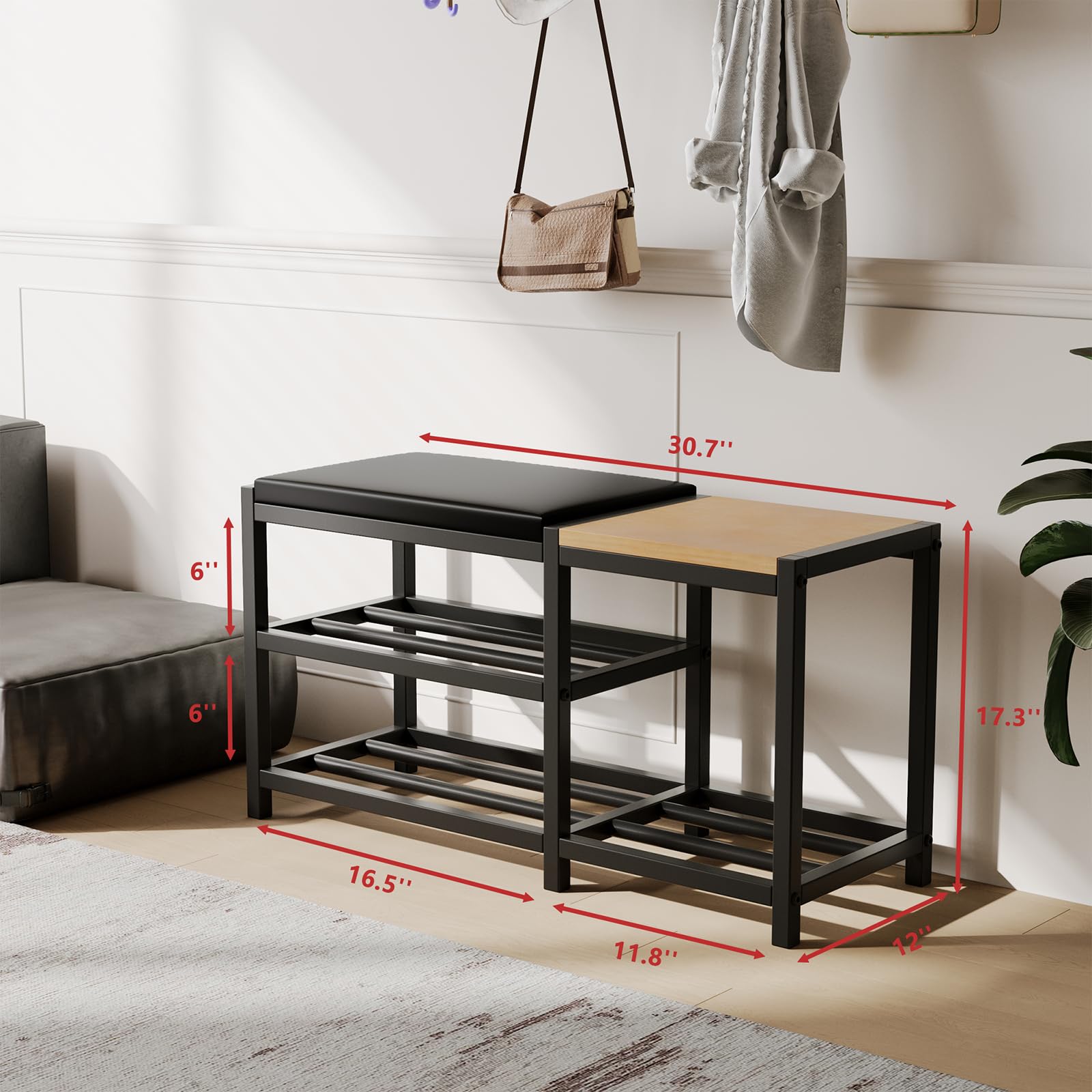 Dimensions of the SHGJYANDF bench: 12 x 30.7 x 17.3 inches.