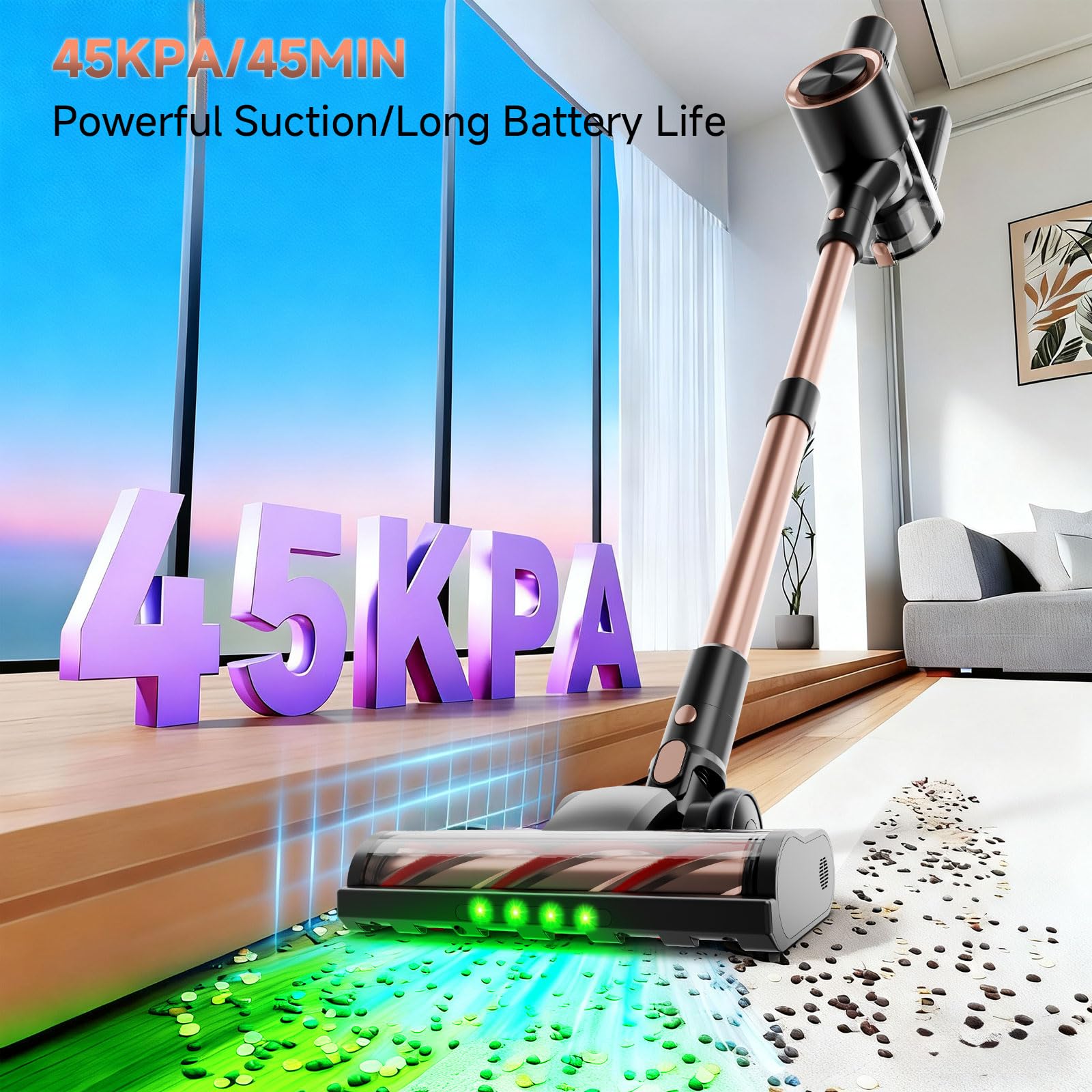 Shieal cordless vacuum shows detachable battery enabling long cleaning sessions.