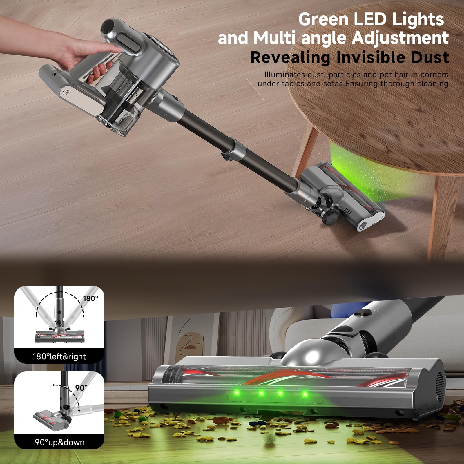 Shieal green LED headlight lights hidden messes
