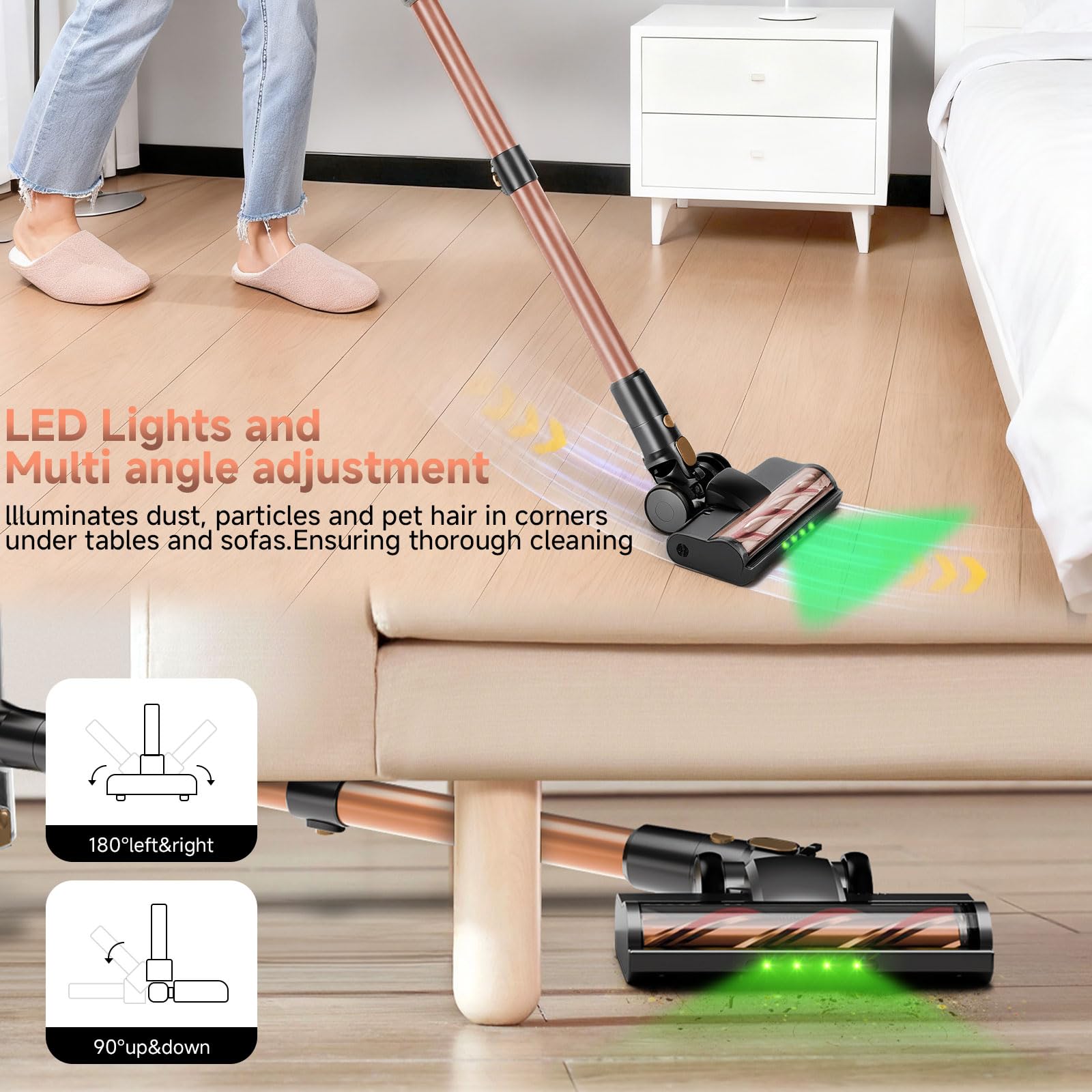Shieal smart LED display and green headlight reveal hidden dust and battery status.