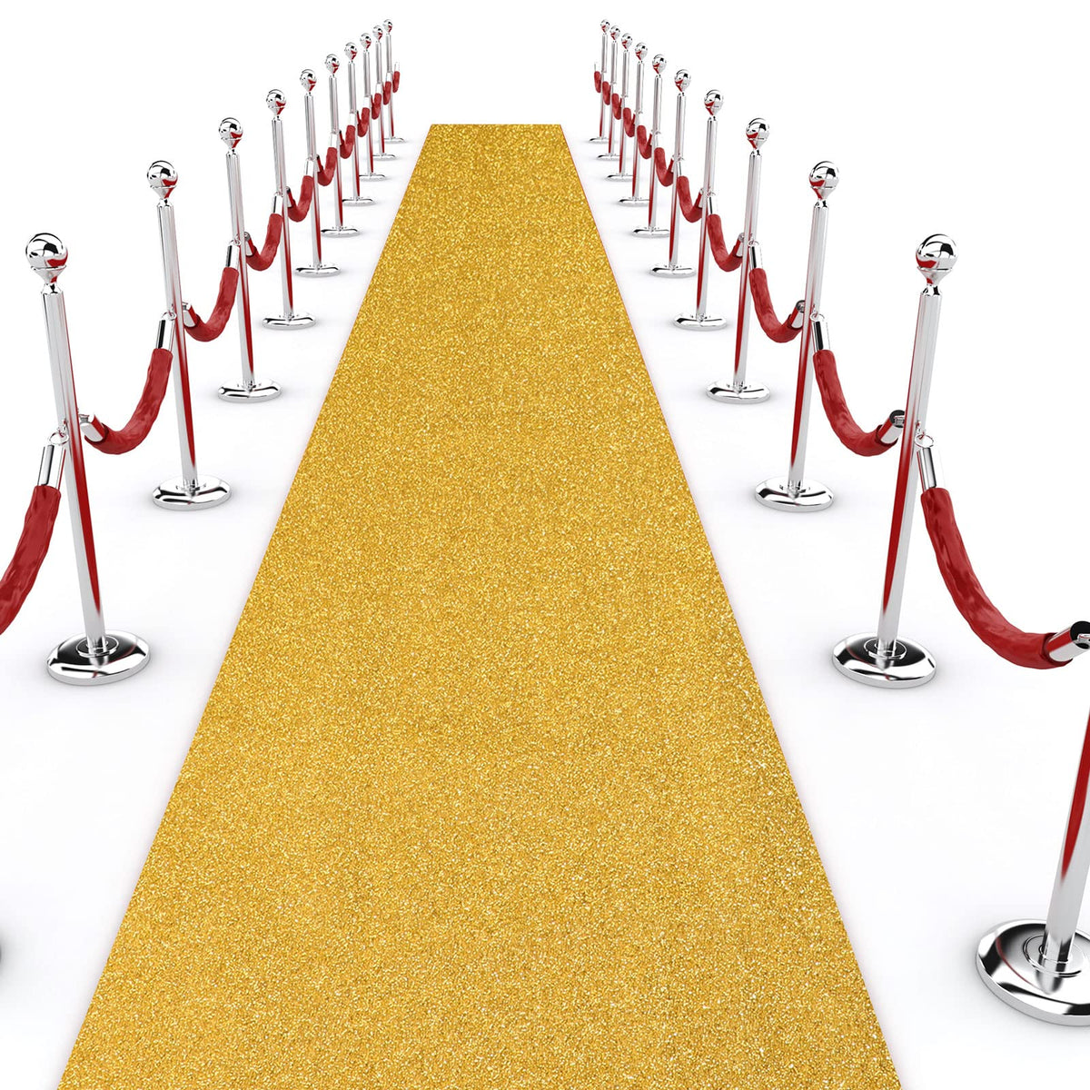 Shihanee sequin aisle runner in gold glitter 2x15ft adorned with sparkling detail for weddings
