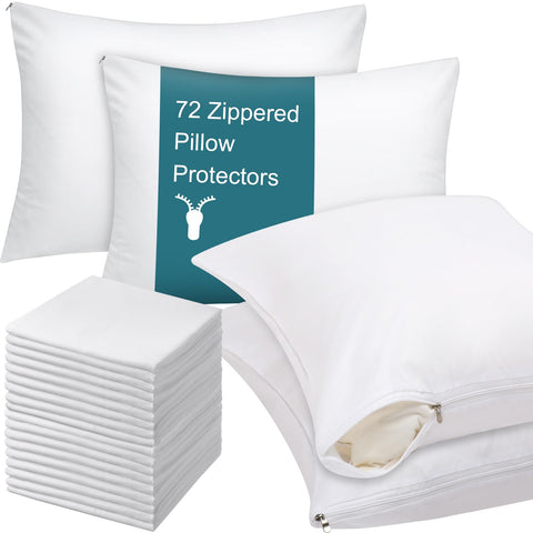 Shimeyao 24-pack pillow protectors in zipper closeup for dust protection.