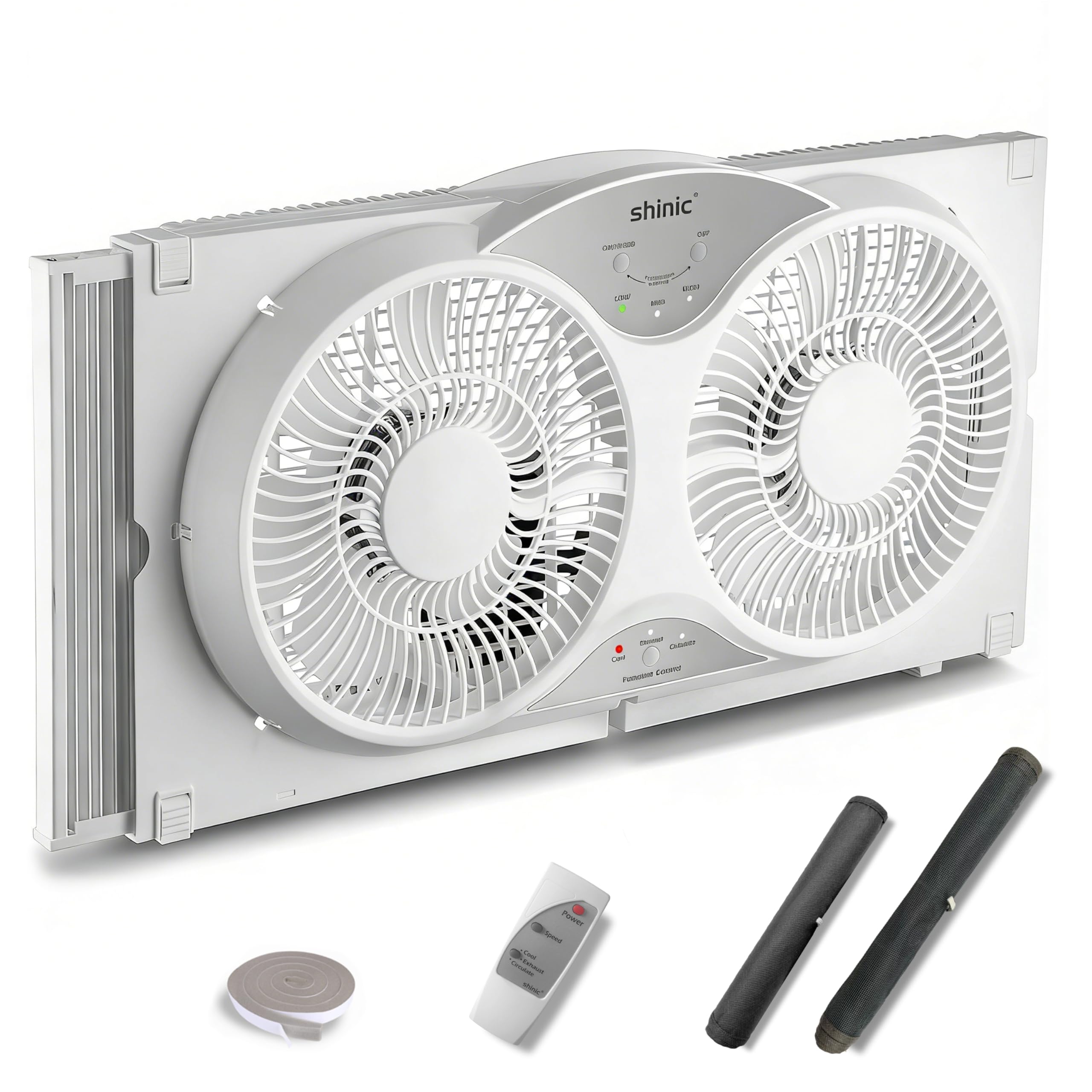 Shinic 9-Inch Twin Window Fan with remote control for easy cooling anywhere
