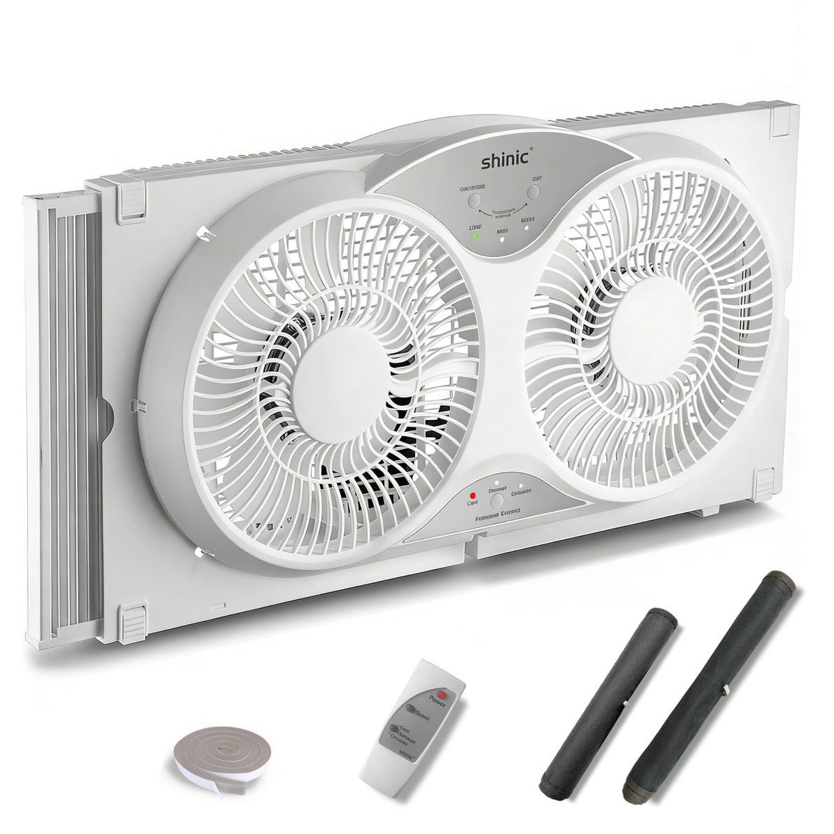 Shinic 9-Inch Twin Window Fan with remote control for easy cooling anywhere