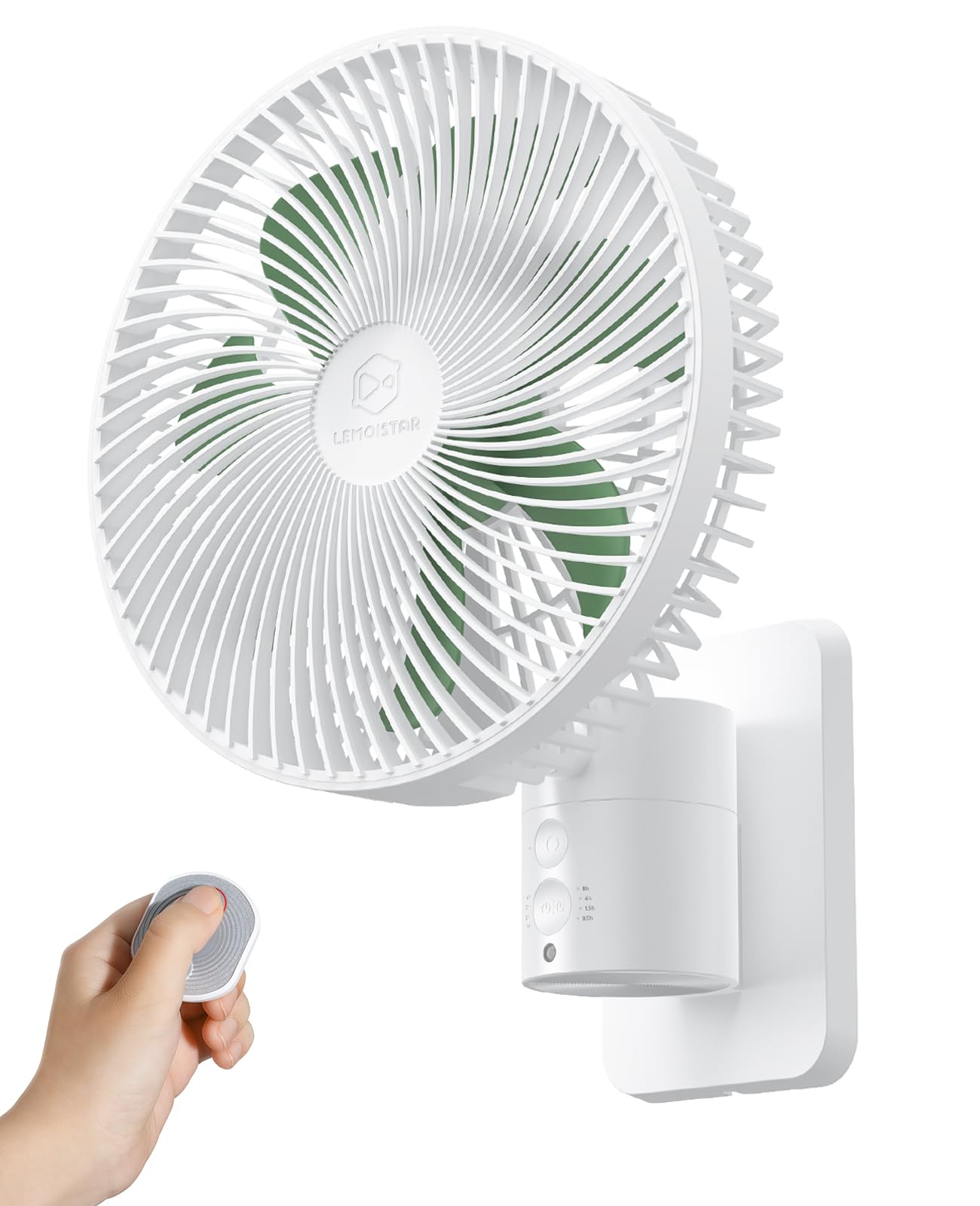 Shinebella 8.5-inch wall-mount fan with remote for convenient cooling in compact spaces