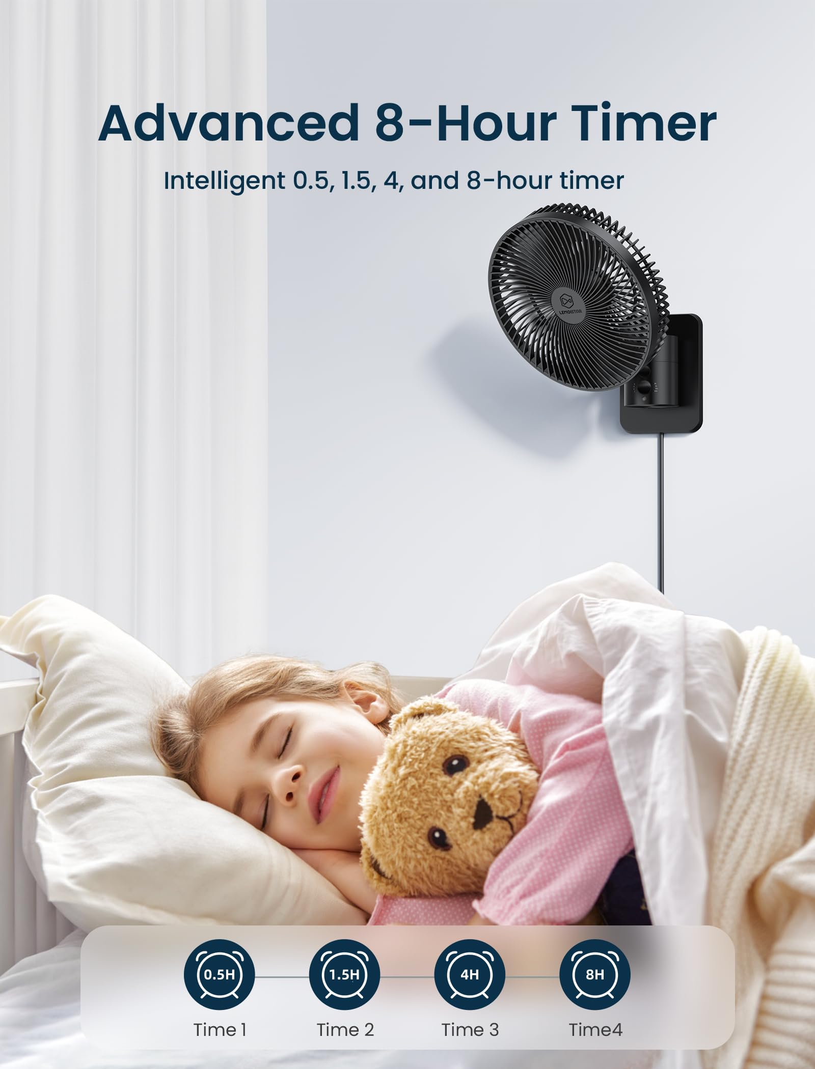 Shinebella wall fan tilt adjustment directs airflow where needed.